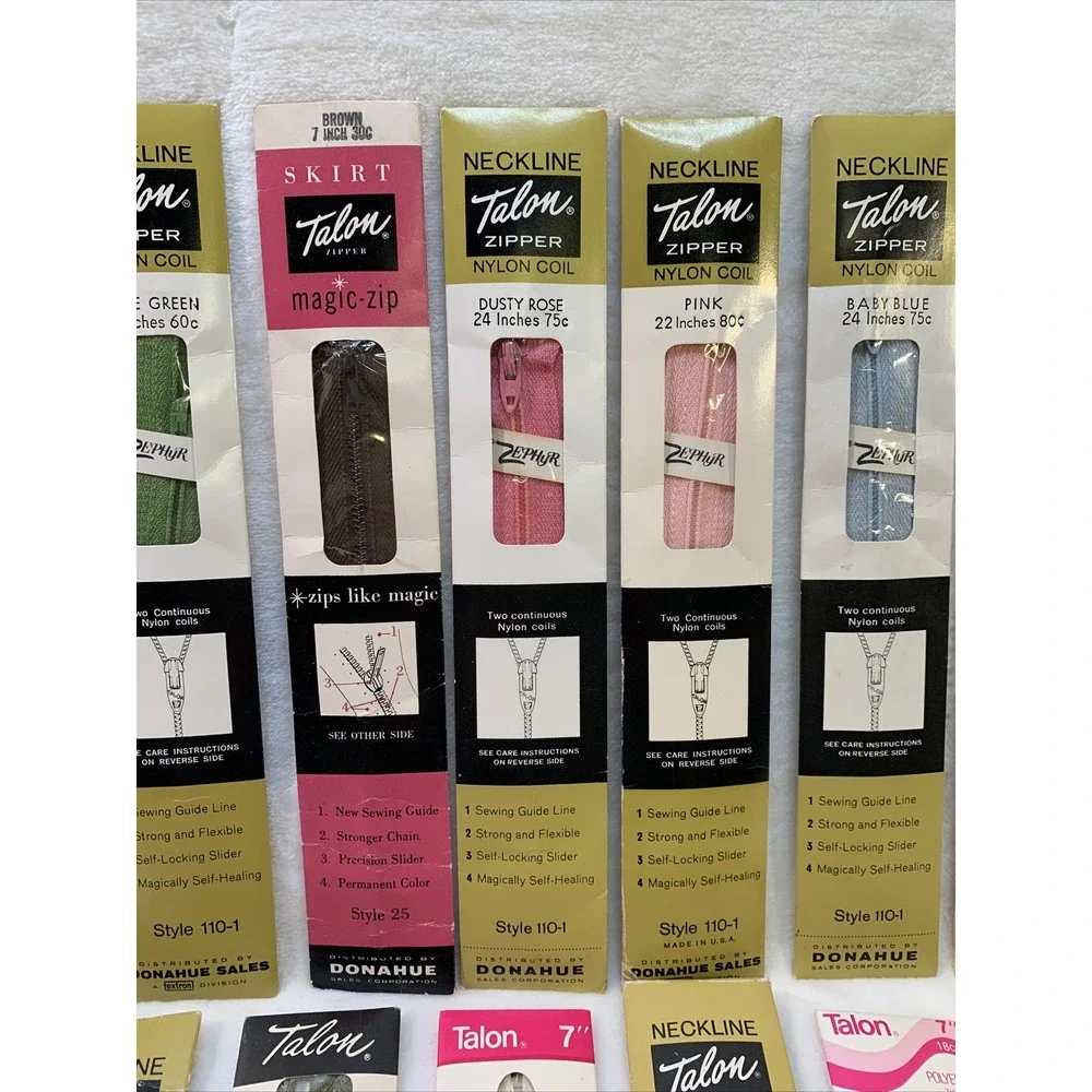 Vintage Lot of 14 Zippers Talon Unique Commar Assorted Colors &‎ Sizes NIP NOS